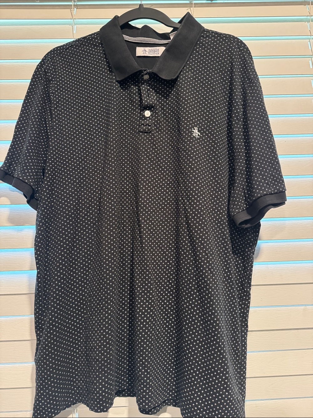 Original Penguin Black Polo with White Microdot Pattern
